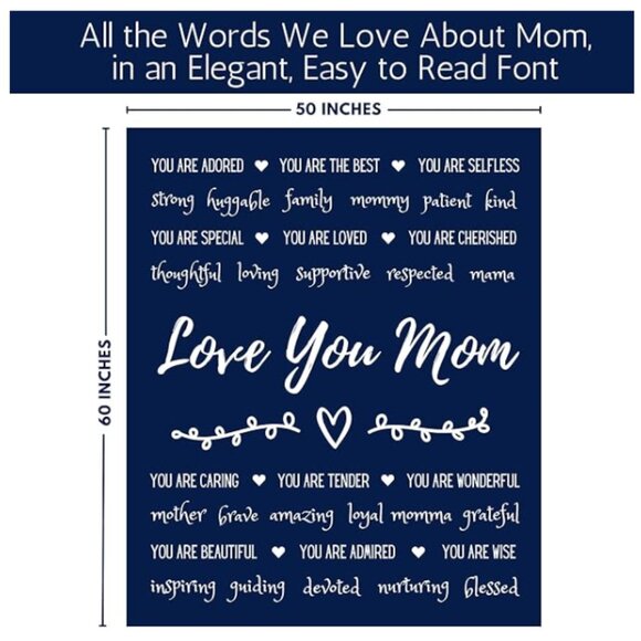 LOVE You Mom Premium Soft Fleece Blanket Size 50x60 - Picture 3 of 7